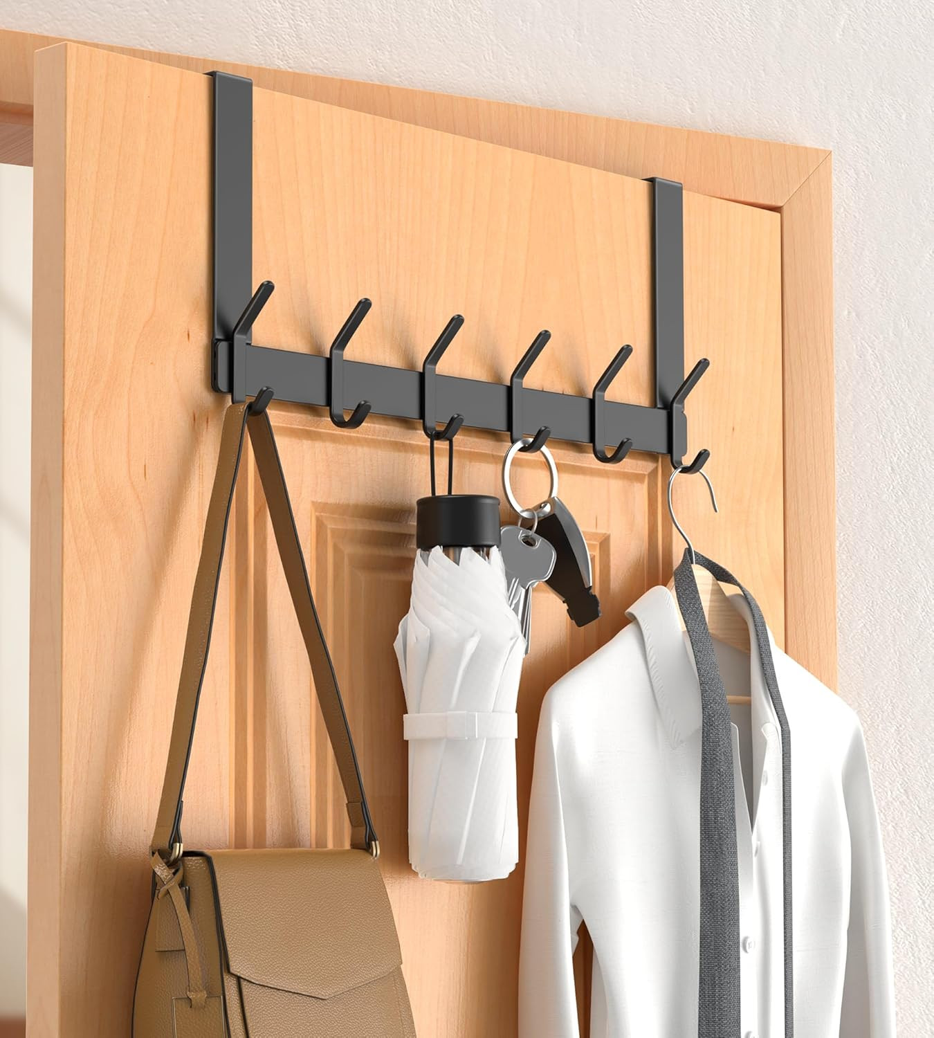 Over the Door Hooks Hanger Extended Arms Towel Rack Organizer Fits 1 3/8" Doors gallery