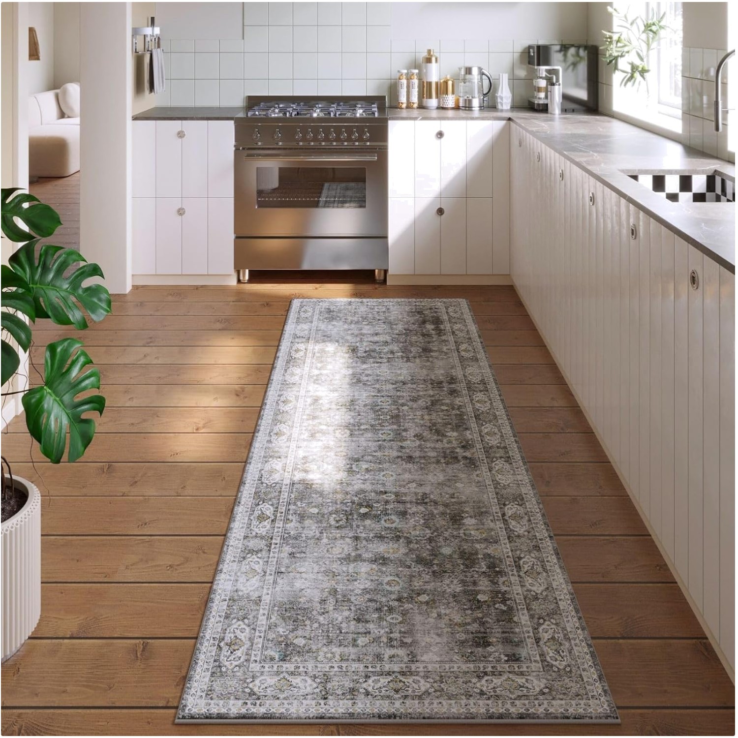 Beautifully Crafted 2'x6' Non-Slip Runner Rug - Floral Design for All Rooms gallery