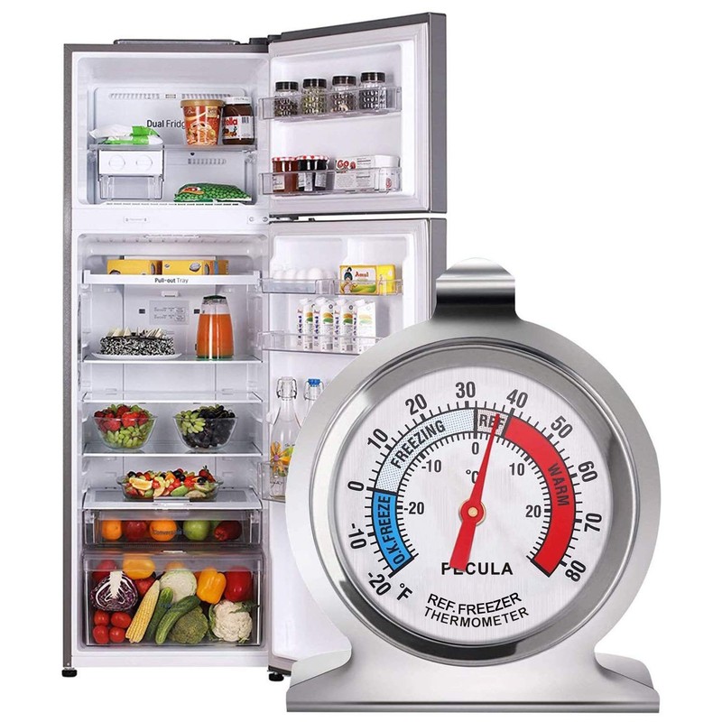 PECULA 2 Pack Refrigerator Thermometer Analog Fridge Freezer Gauge Blue Red gallery