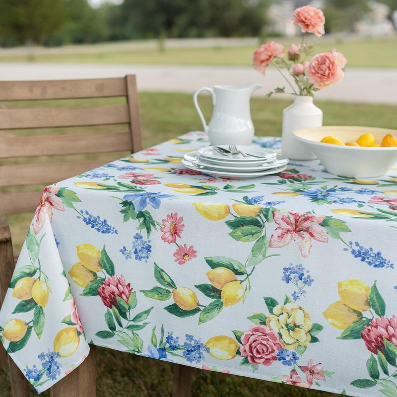 Spillproof Spring/Summer Durable Heavyweight Fabric Indoor Outdoor Tablecloth... gallery