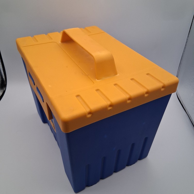 Bauer AG Maschinen Advertising Storage Box Plastic Blue Yellow Logo with Handle gallery