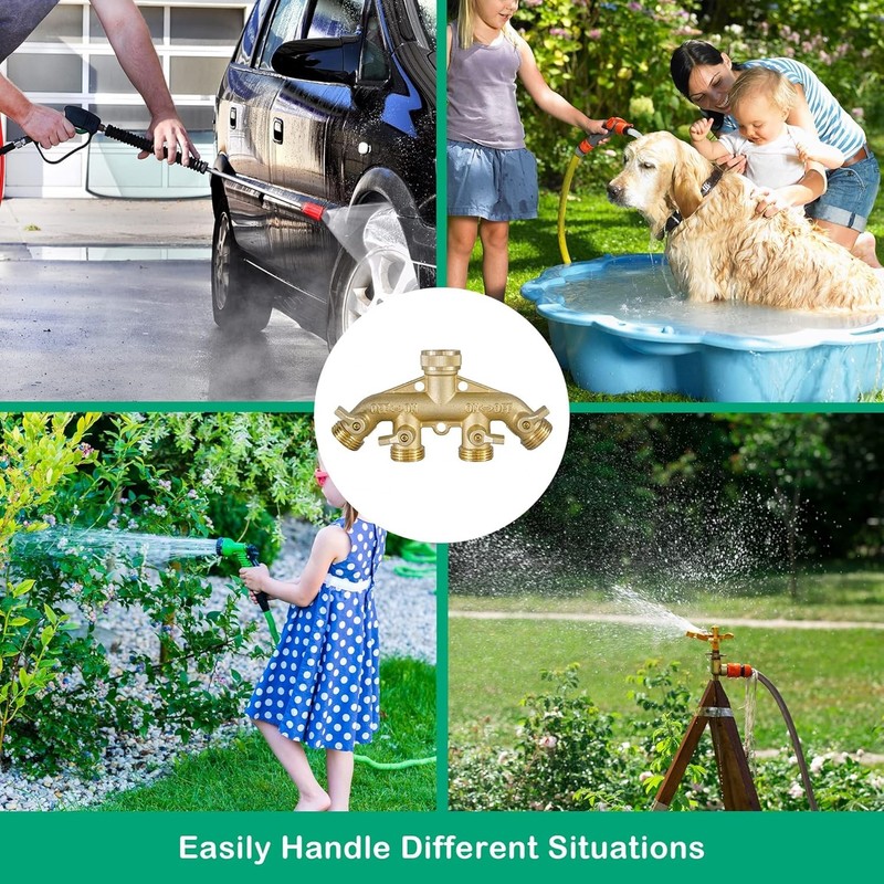 Brass Garden Hose Splitter , Solid Brass Hose Connector 3/4", Adapter Valve gallery