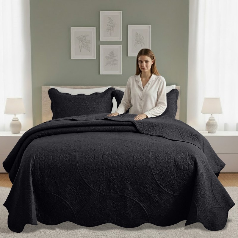Embossed Quilt Bedspread Set Soft Lightweight Coverlet Bedding Twin Queen King gallery
