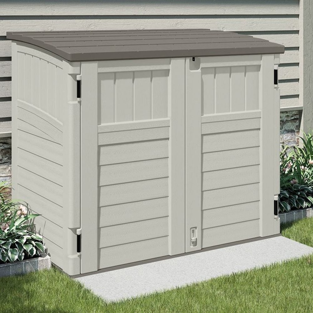 Suncast 34 Cubic Feet Horizontal Backyard Storage Stow Away Shed, Ivory (4 Pack) gallery