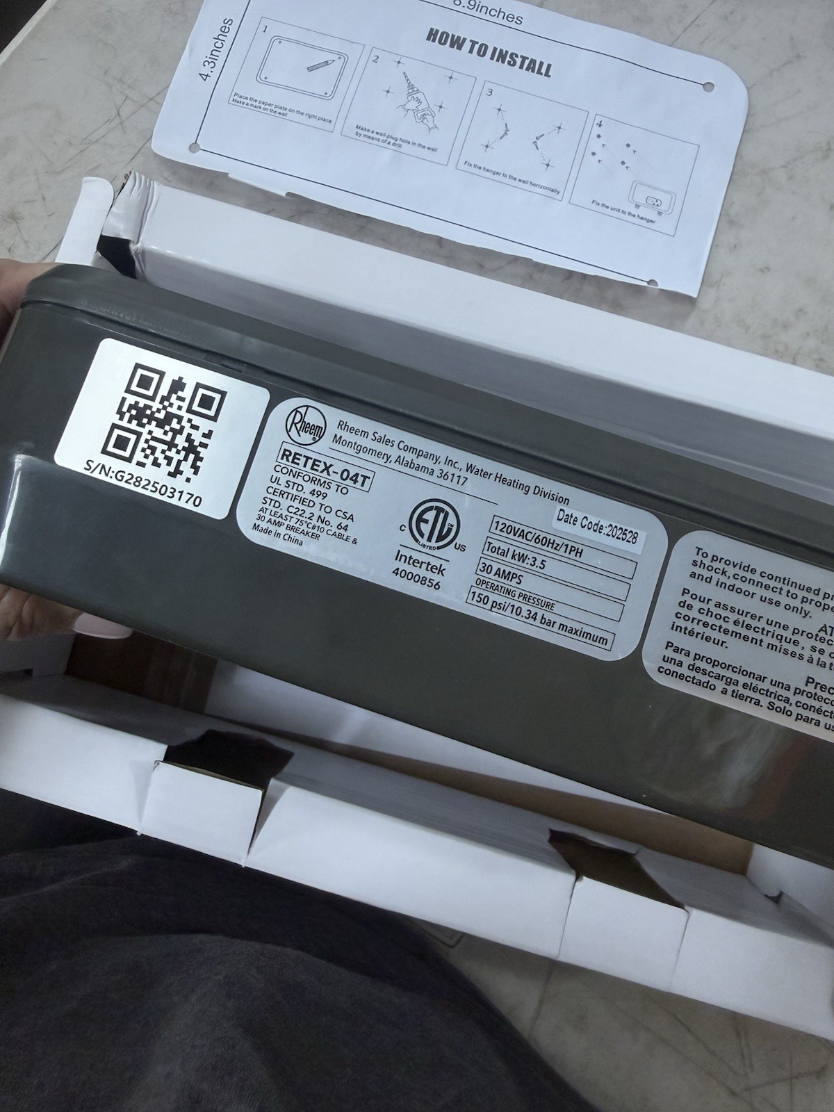 Rheem Performance Electric Tankless Water Heater RETEX-04T 3.5KW New Open Box gallery
