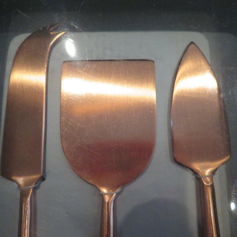 Be Home Matte Copper Plated Cheese Knife Server Set of Three NEW $48 gallery