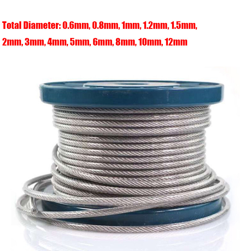 304 Stainless Steel Wire Rope Cable PVC Plastic Coated Dia 0.6mm~12mm 7*7&7*19 gallery