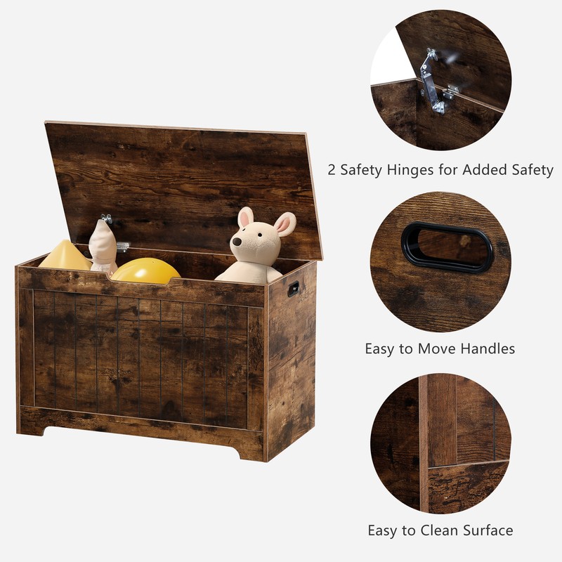 Chest Storage Trunk Wood Bedroom Large Box Blanket Books Shoes Toys Rust Brown gallery