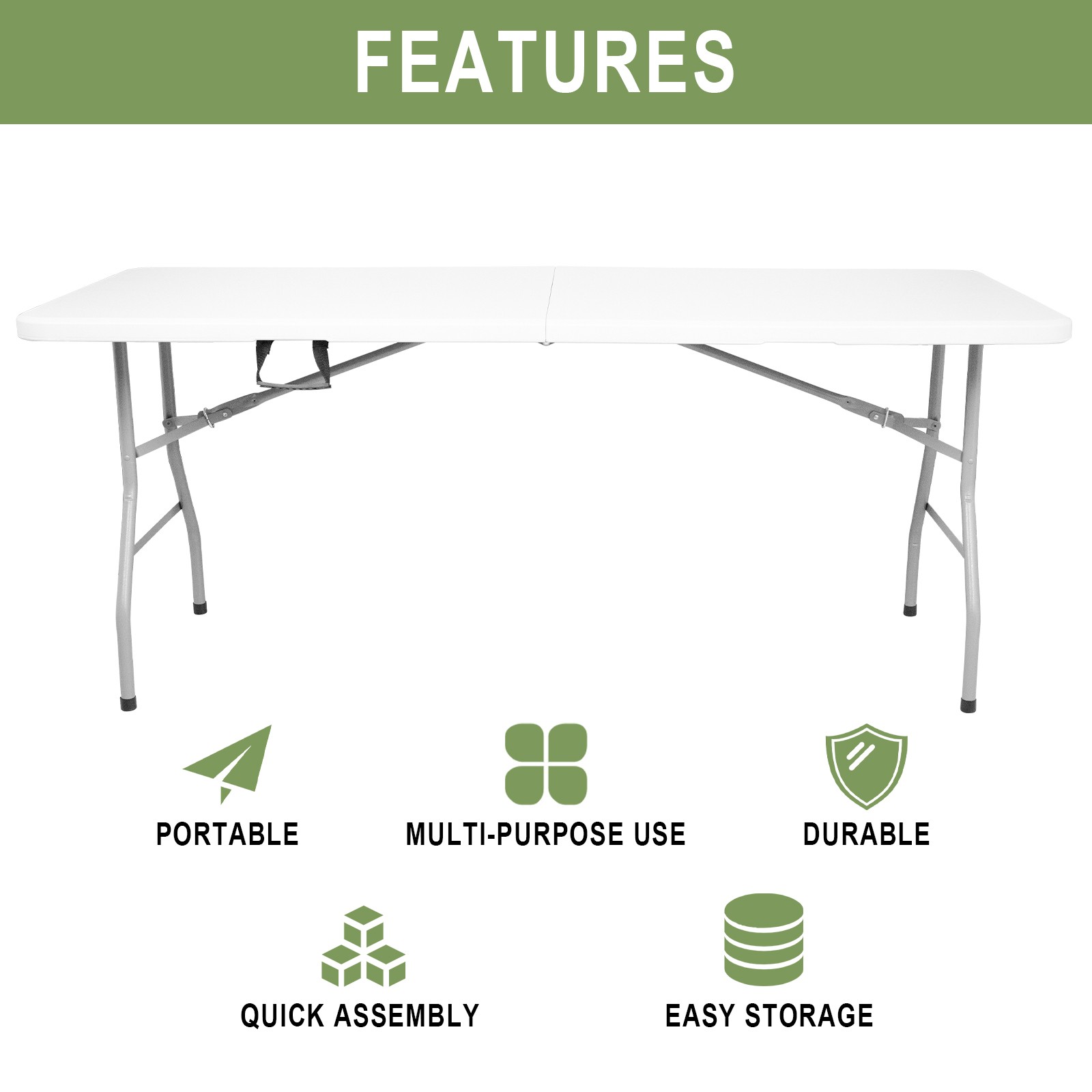 NEW 6 Ft Folding Plastic Table Perfect for Indoor Outdoor Dining Party Picnic gallery