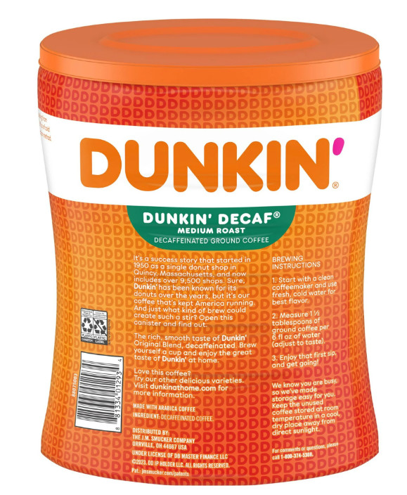 2 Pack - Dunkin' Original Blend Medium Roast Decaf Ground Coffee, 30 Oz. gallery