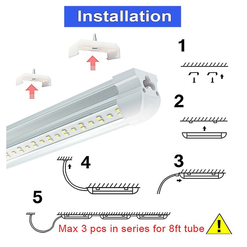 25 Pack Clear 8Ft Led Shop Light 14400Lms No RF FM Linkable 6500K For Factory gallery