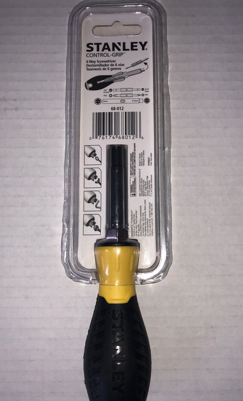 Stanley Control Grip 6 Way Screwdriver #68012 NIP Yellow and Black gallery