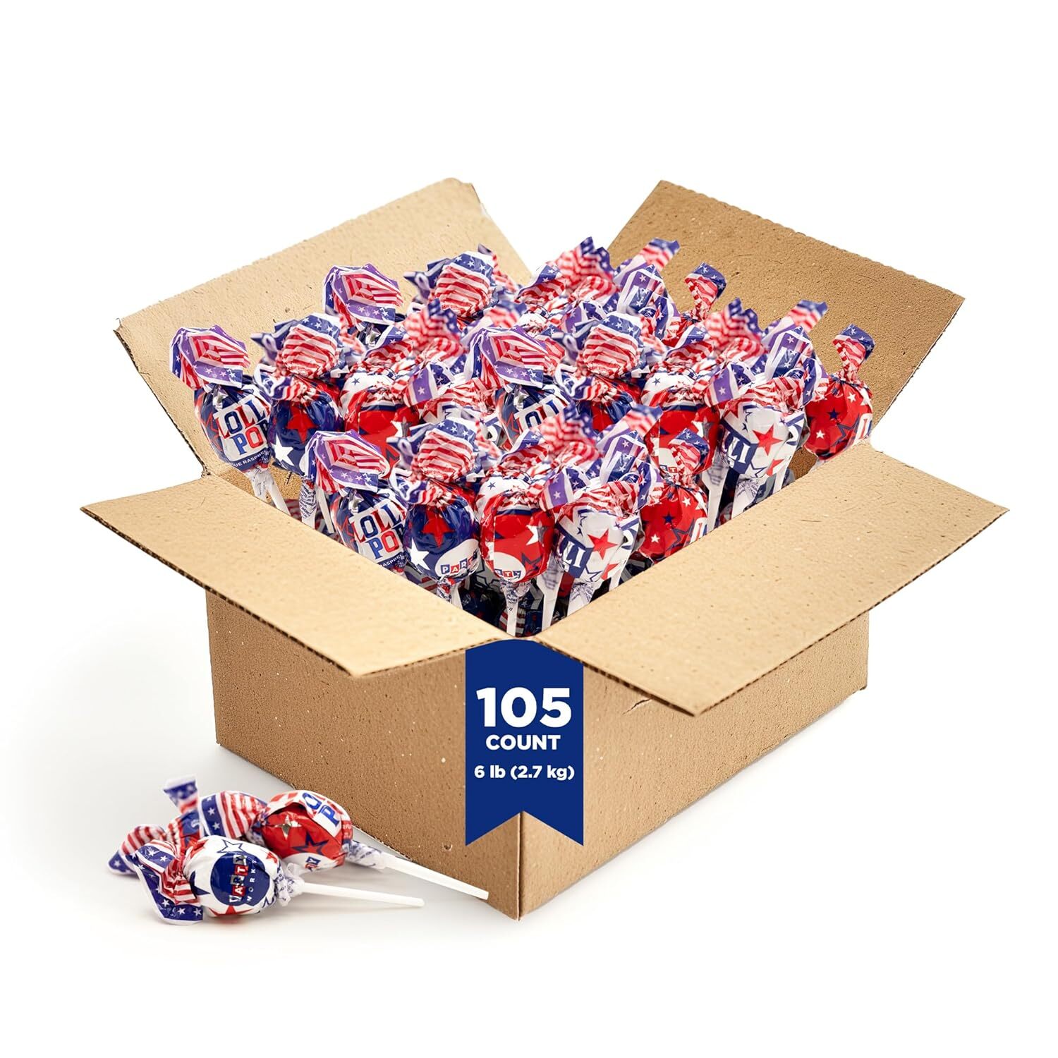 Patriotic Candy Lollipops, Independence Day, July 4th Suckers, 6-Pound Box gallery