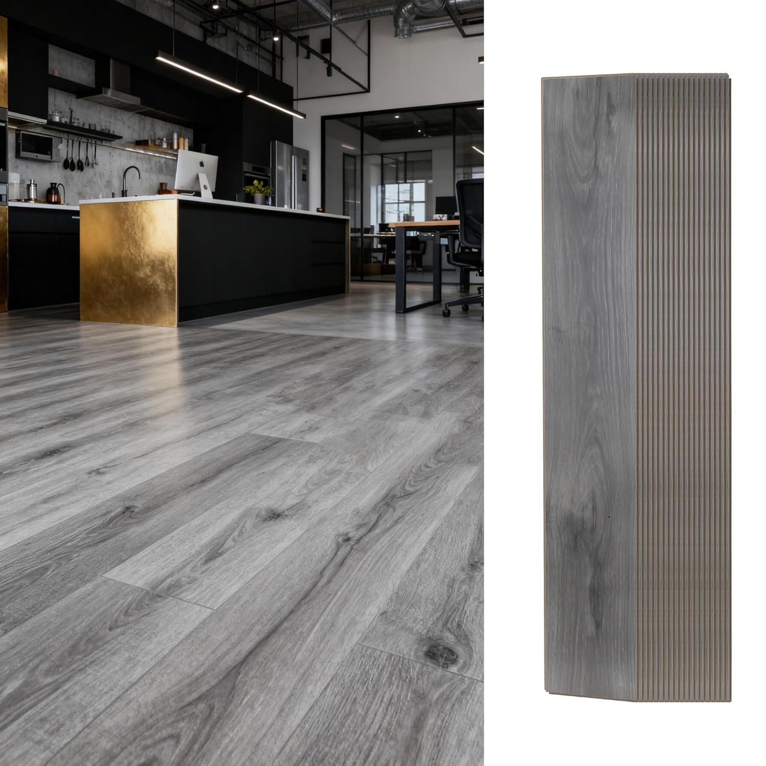 Light Grey Vinyl Click-Lock Flooring - Waterproof, Scratch-Resistant, Comfort Co gallery