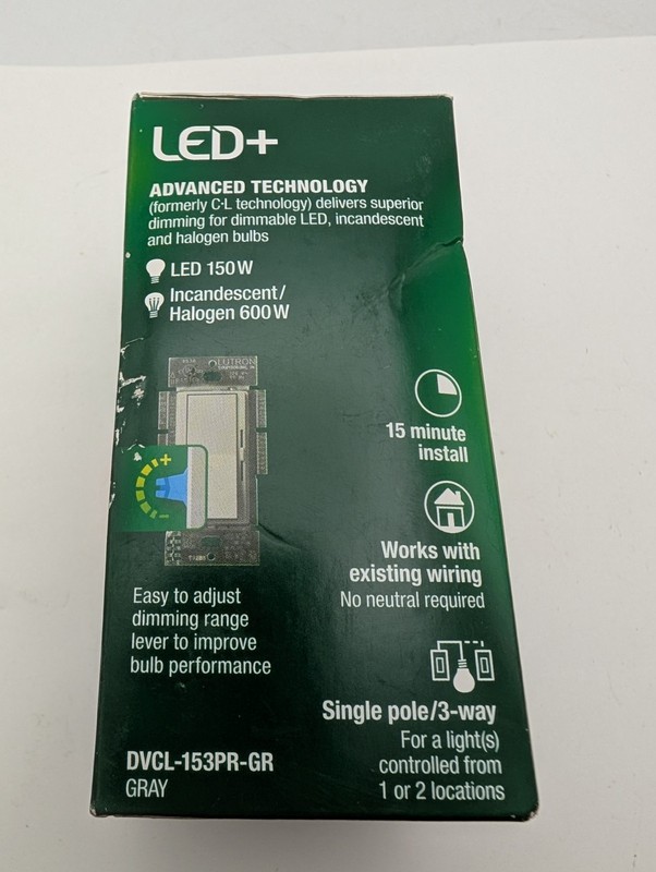 Lutron Diva LED+ Dimmer Switch for Dimmable LED 1-Pole or 3-Way *Gray* Box Wear gallery