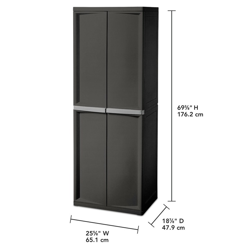 Sterlite Adjustable 4-Shelf Gray Storage Cabinet With Doors | 01423V01 gallery
