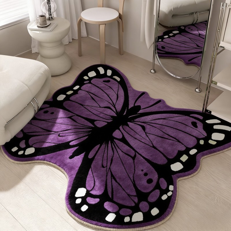 Butterfly Pattern Bedroom Decor Plush Carpet Irregular Shape Carpets for Living gallery