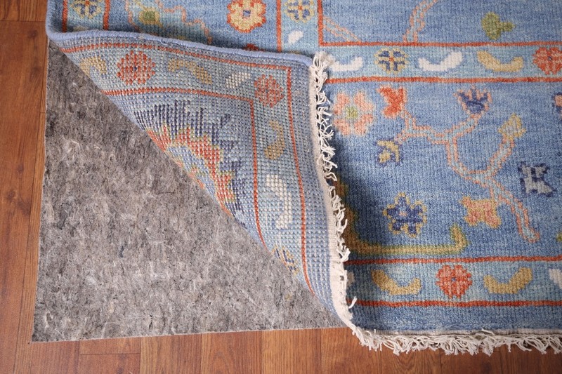 All-Over Pattern Blue Floral Oushak Oriental Rug 8x16 Handmade Wool Carpet gallery