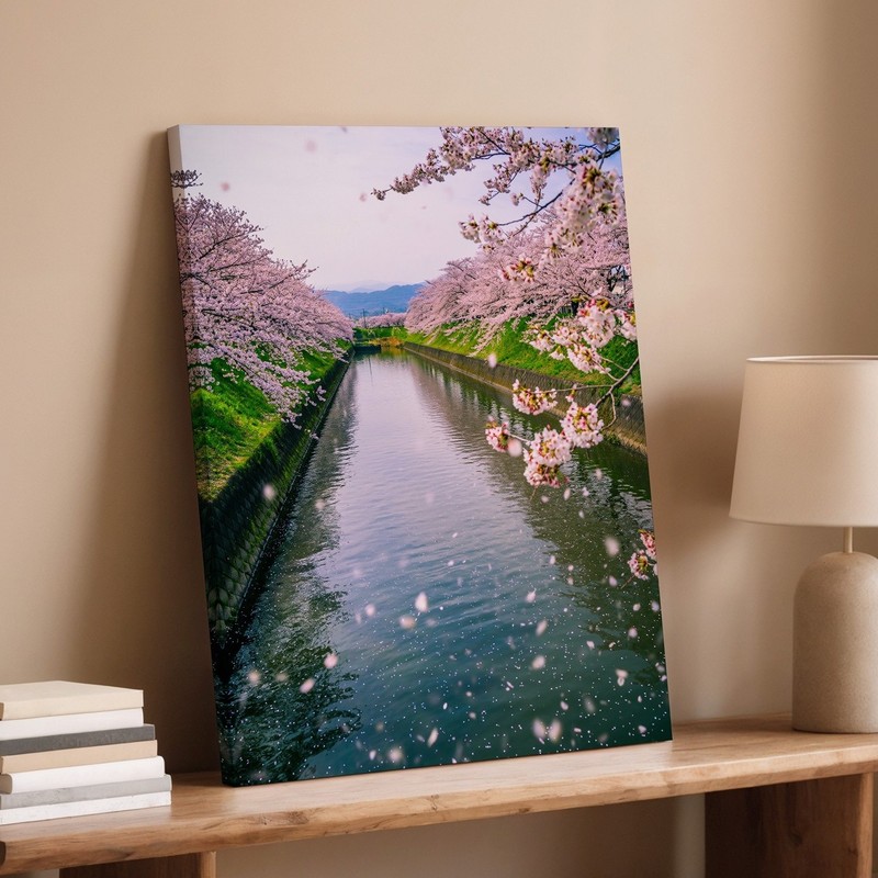 Serene Landscape Featuring A Tranquil River Bordered By Lush Greenery Wall Art gallery