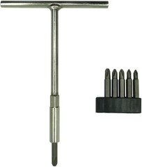 T-Handle Wrench & JIS Screwdriver Set – Includes 6 Silver White, Gray