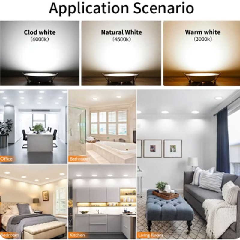 4-40Pcs Three Color Dimmable Downlight LED Recessed Ceiling Light Spotlight US gallery