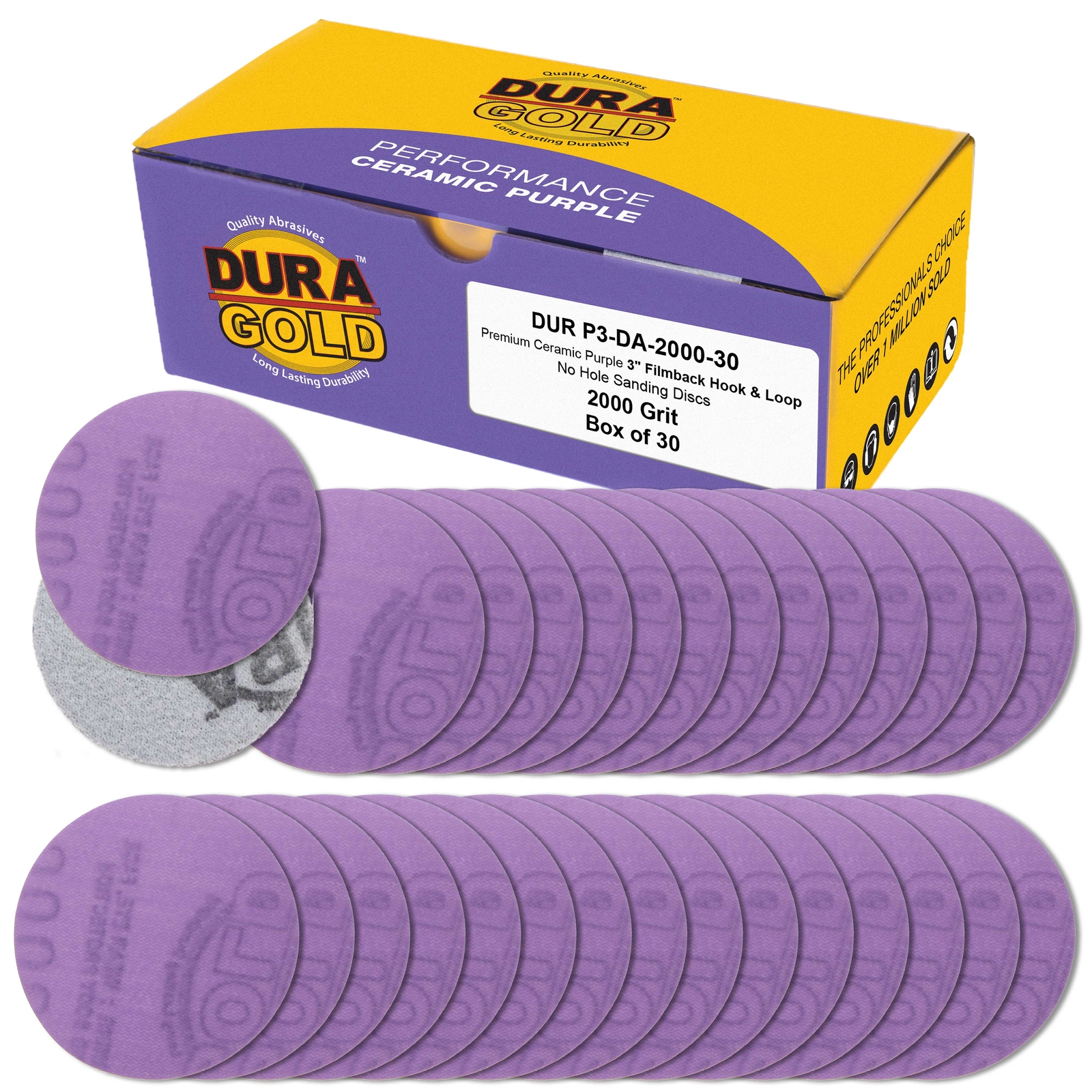 2000 Grit 3" Purple Ceramic Sanding Discs, Box of 30 - Hook & Loop Sandpaper gallery