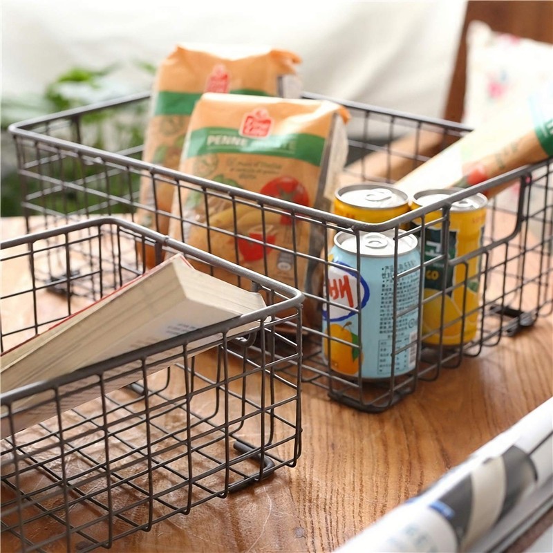 2 Pack Wire Storage Baskets with Handles, Metal Organizer Basket Bins for Home, gallery