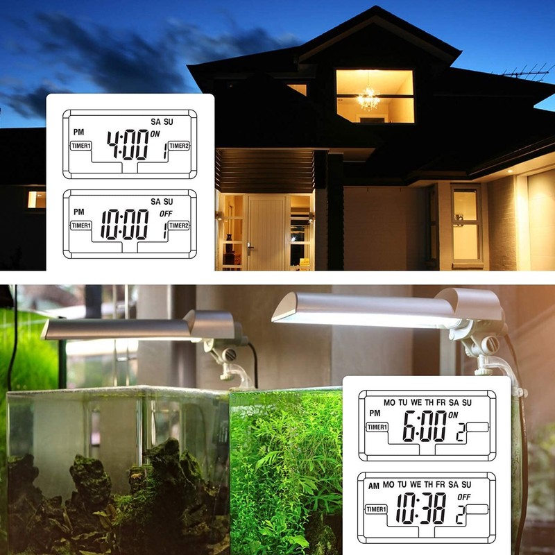 7 Day Heavy Duty Digital Programmable Timer 2Independently Plug-in Outlet Switch gallery