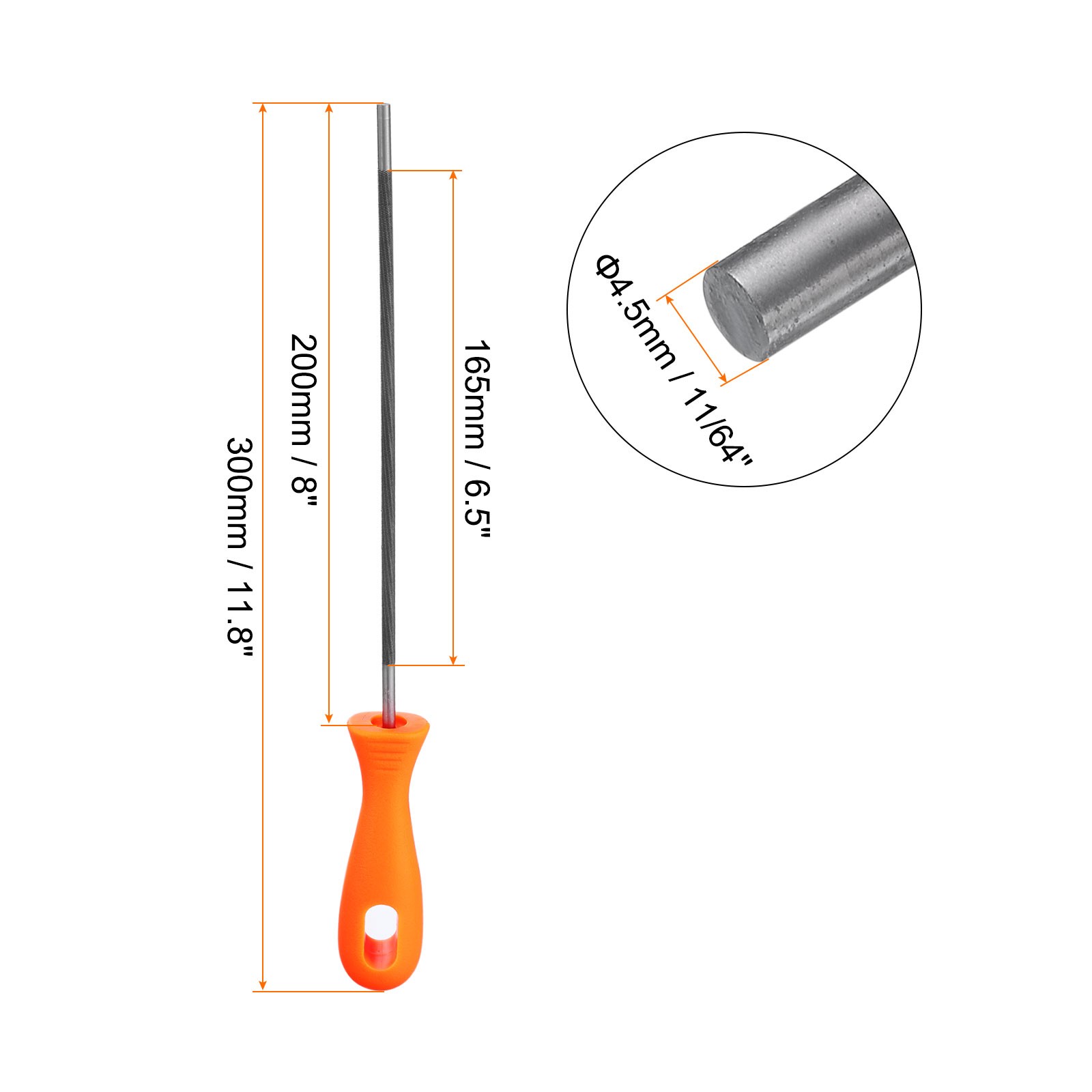 3pcs Chainsaw File 11/64" Chrome Steel Double Cut Round Rasp with Plastic Handle gallery