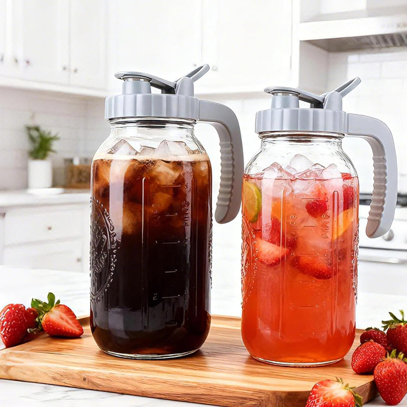 64 OZ Cold Brew Coffee Maker 2 Quart Mason Jar Glass Iced Tea Pitcher with Stain gallery