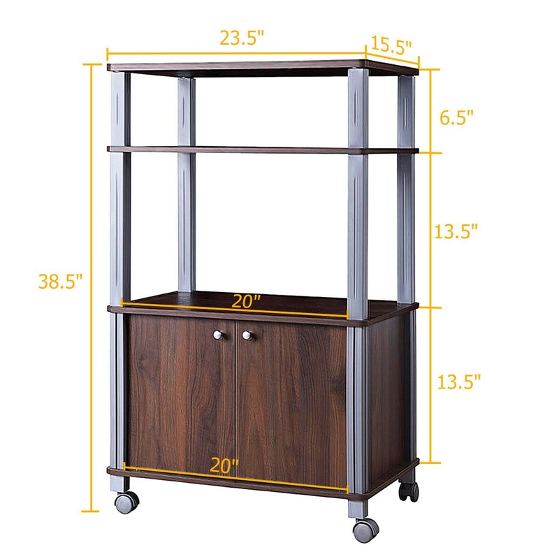 Bakers Rack Microwave Stand Rolling Storage Cart Multi-functional Display Walnut gallery