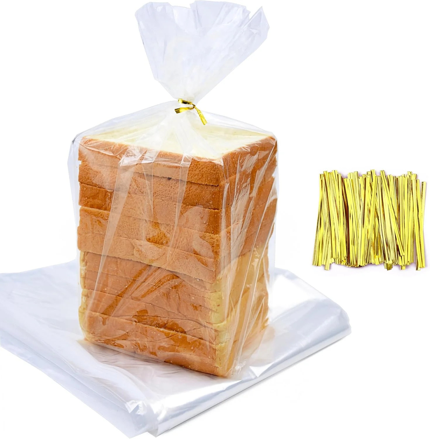 75Pcs Plastic Bread Bags for Homemade Bread and 90 Ties, 18x 8x4 Inch Reusable C gallery