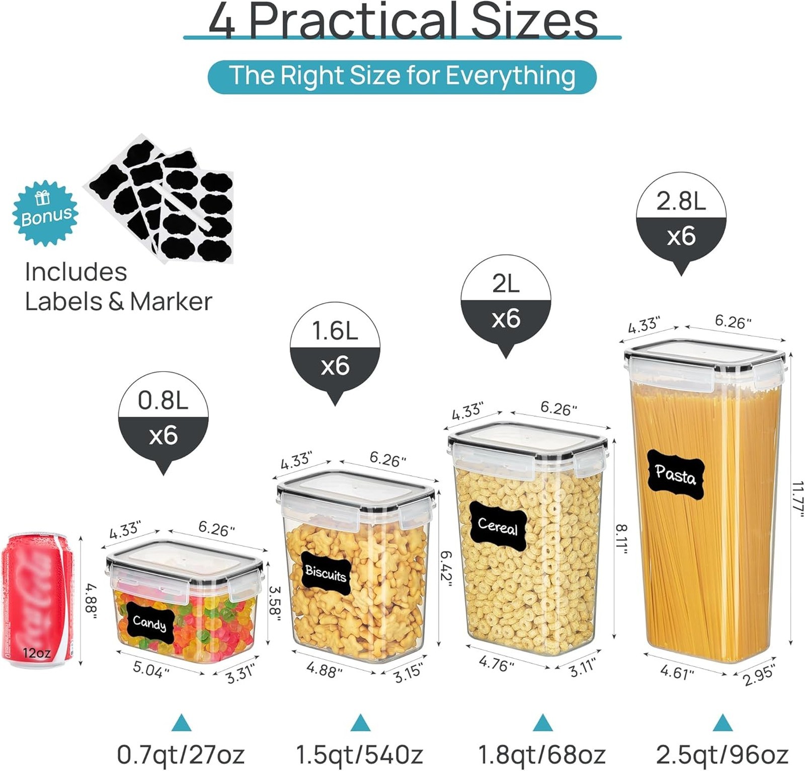 Airtight Food Storage Containers with Lids 24 pcs Plastic Kitchen Pantry gallery