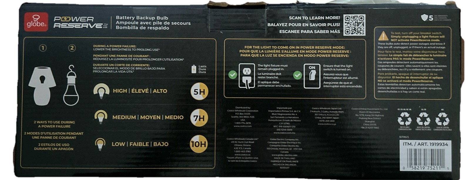 Global Electric LED Battery Backup Bulb A21 - 6 Pack OB gallery