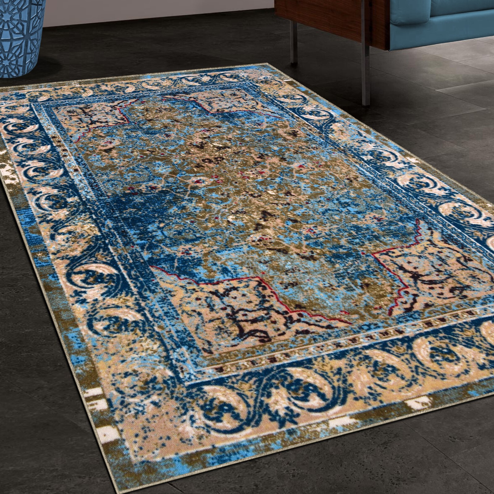 Angeles Traditional Washable Large Non Slip Area Rugs Or Runner Rug Or Door Mat gallery
