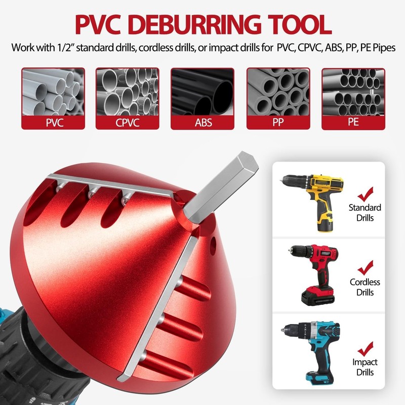 For CPVC, ABS, PP, PE 2 in-1 Inner-Outer Pipe Deburring Tool PVC Chamfer Reamer gallery