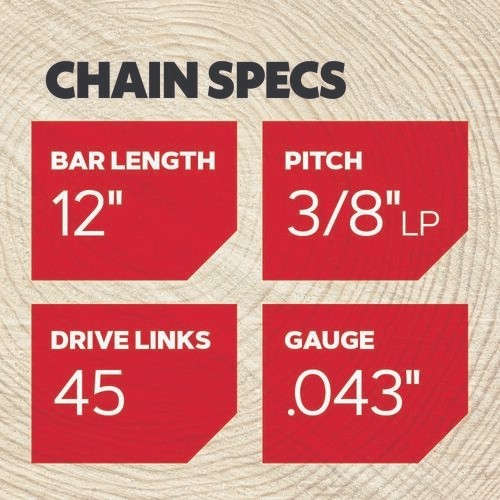 12" Bar & 2 Chains for Echo PPT-266H, PPT-266S, PPT-280, 124MLEA041 / 90PX045G(2 gallery