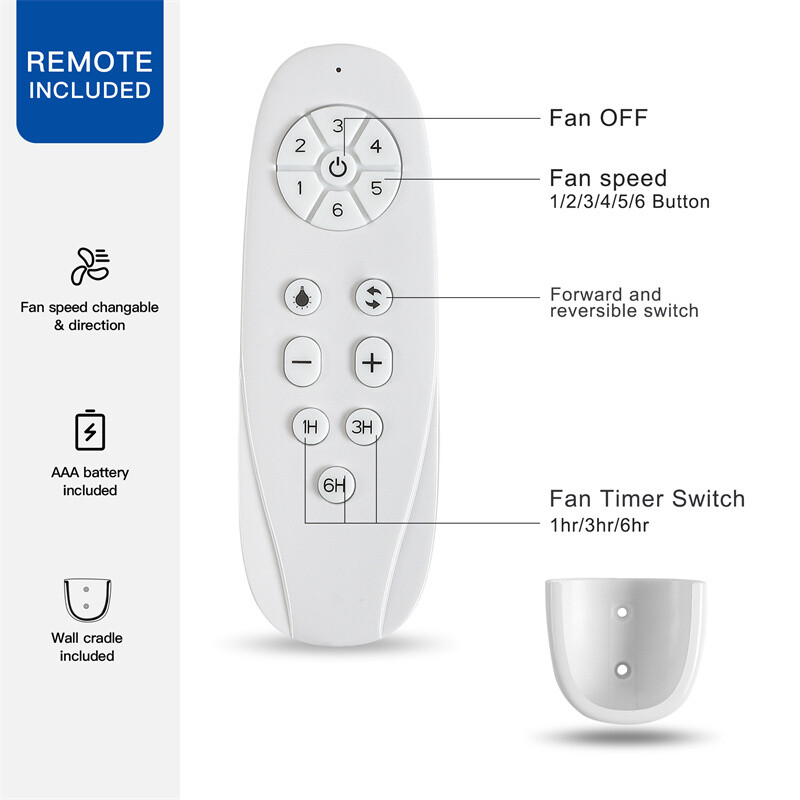 52in Modern Solid Wood Ceiling Fan No Light Reversible Remote for Indoor 5000CFM gallery