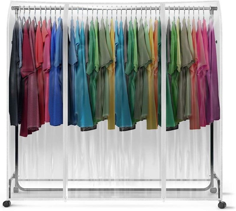 Sorbus 6ft Garment Rack Cover - 2 Pack, Transparent, Dustproof, Waterproof gallery
