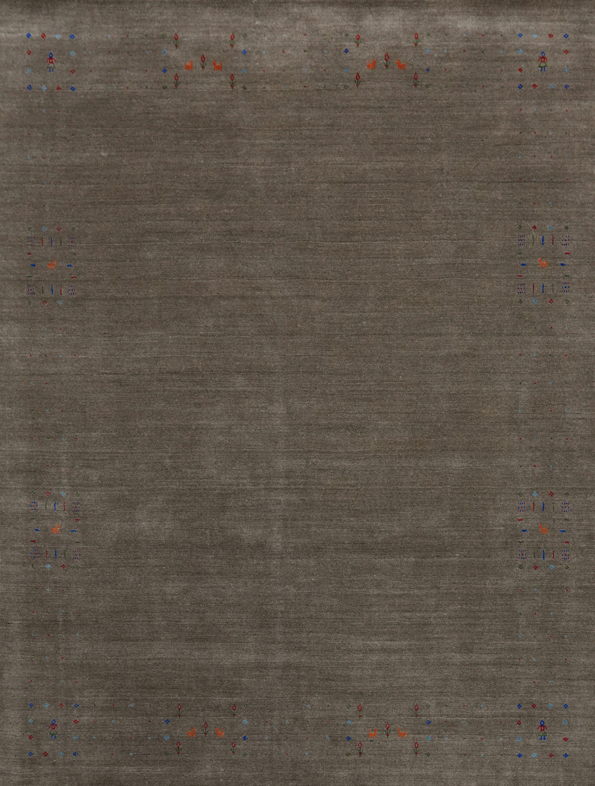 Artisan-made Brown Wool Area Rug Hand-knotted Gabbeh Carpet 8x10 ft gallery