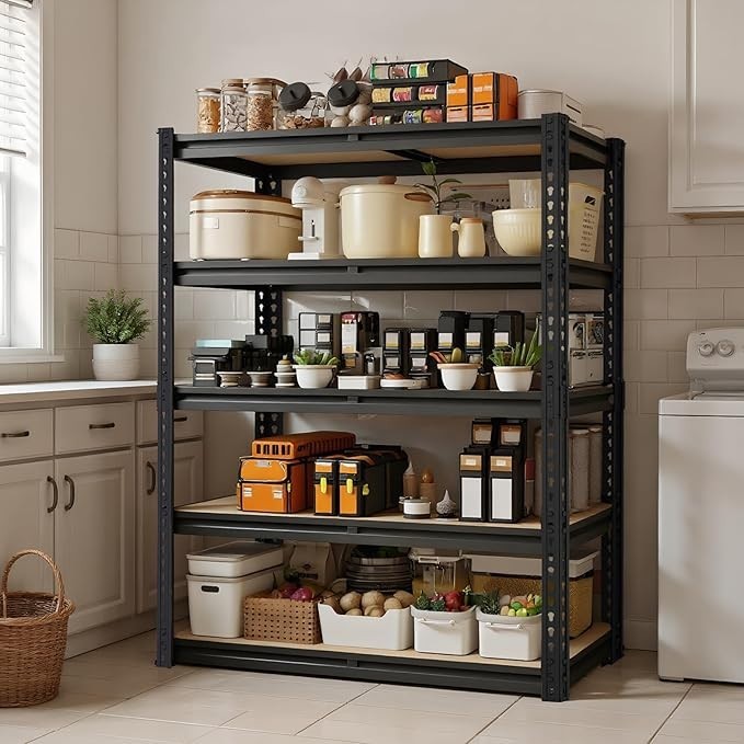 SAMRELAX 5-Tier Garage Rack Light Duty Storage Shelves 78"x39"x16" Metal Shelf gallery