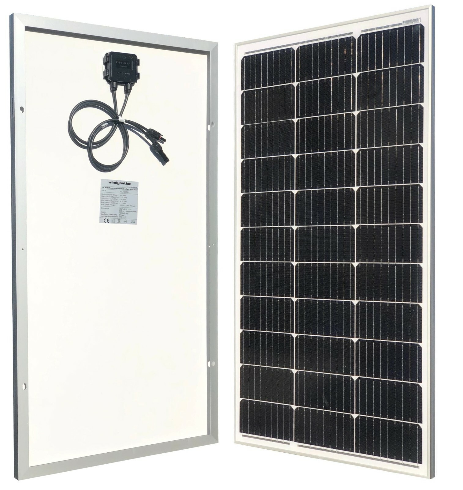 WindyNation 100 Watt 12 Volt Monocrystalline Solar Panel Battery Charger gallery