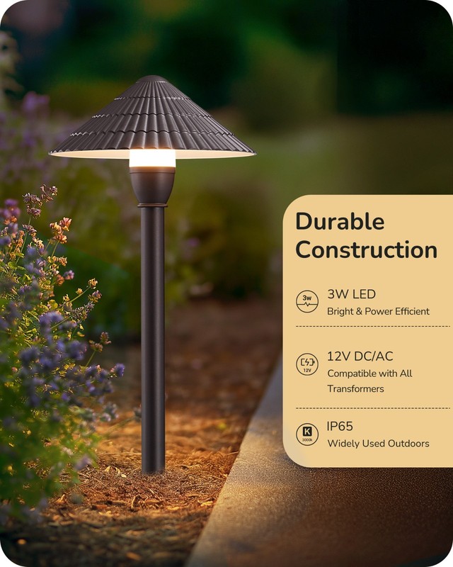 EDISHINE 12 Pack Low Voltage LED Path Lights, 5CCT Adjustable 2700K-5000K, IP65 gallery