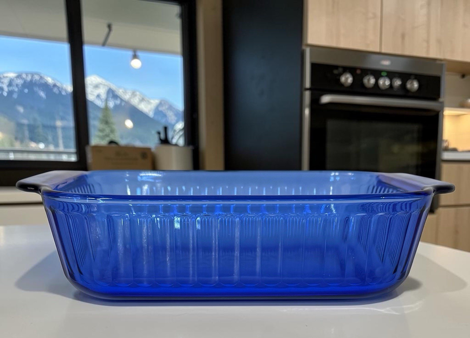 Pyrex Cobalt Blue 2 Qt 2 L Square Casserole Baking Dish 8x8x2 Ribbed Scalloped gallery