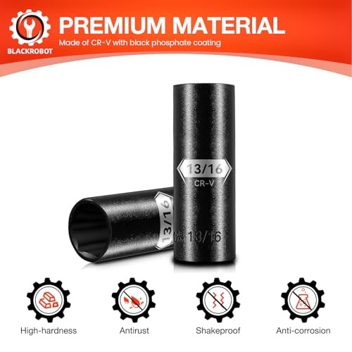 1/2 Inch Drive 6-Point Deep Socket Deep Impact Socket, CR-V Steel 13/16 inch gallery