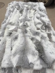 Real Rabbit FUR Throw Blanket Patchwork Skin Fur Rug 42″ x 22″ Pelz Leather Pelt