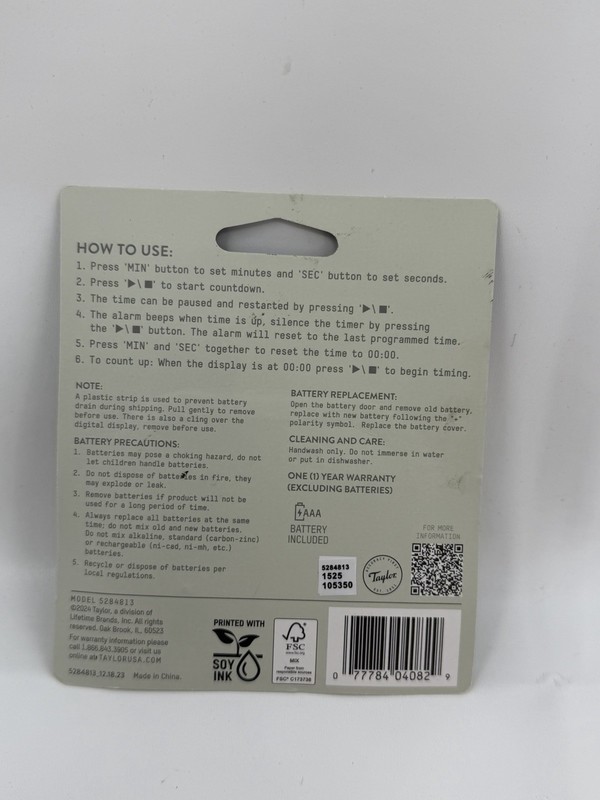 New Taylor Multi Purpose Timer Magnetic With Min and Sec AAA Battery Included gallery