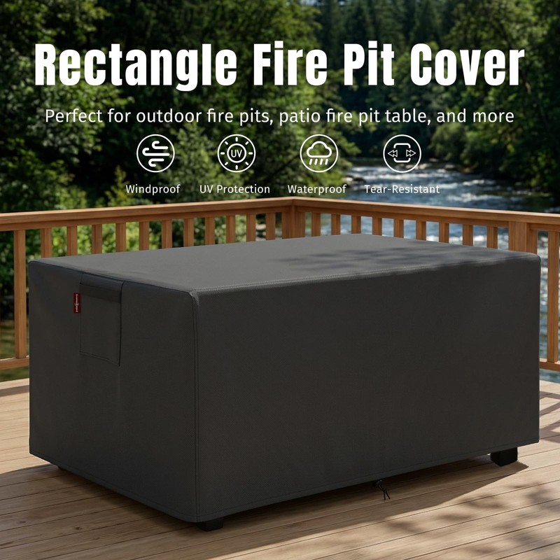 48" Fire Pit Cover Rectangular Waterproof Heavy Duty Outdoor 48×28×24Inch 420D gallery