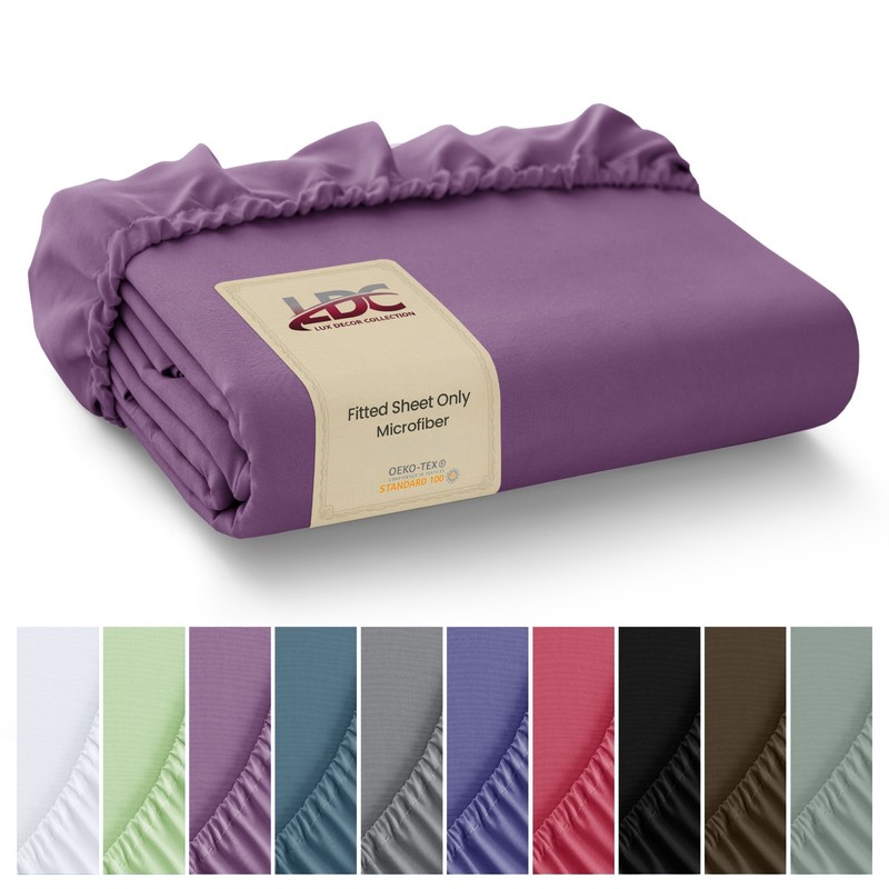 Premium Fitted Sheet Solid Deep Pocket Soft Microfiber Breathable Bottom Sheets gallery