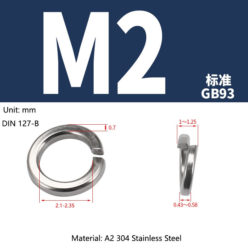 A2 Stainless Steel Split Spring Lock Washers DIN 127B Metric M2-M30 GooBetter